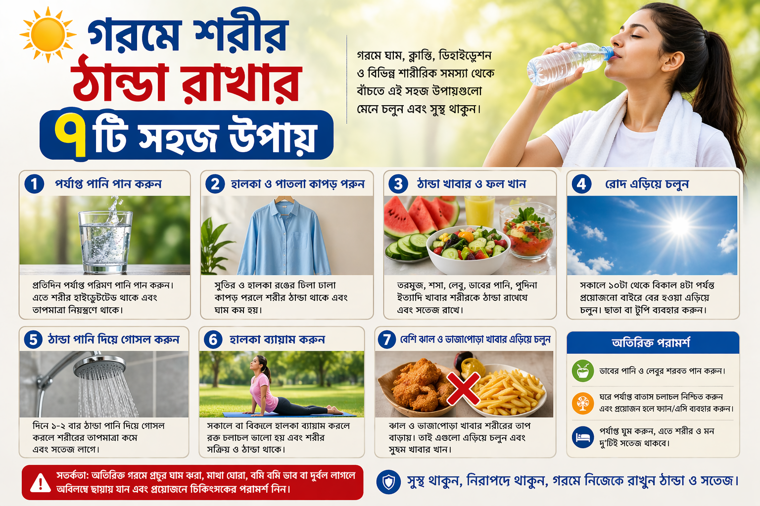 গরমে শরীর ঠান্ডা রাখার ৭টি সহজ উপায় | স্বাস্থ্য টিপস ২০২৬